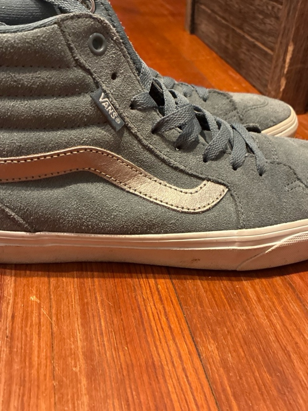 Vans High-Top Suede Sneakers in Blue/ Gray with White Side Stripe